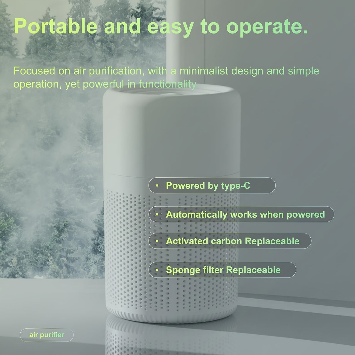 Mini Air Purifier Set H13 HEPA Filter Activated Carbon USB Car Home Office