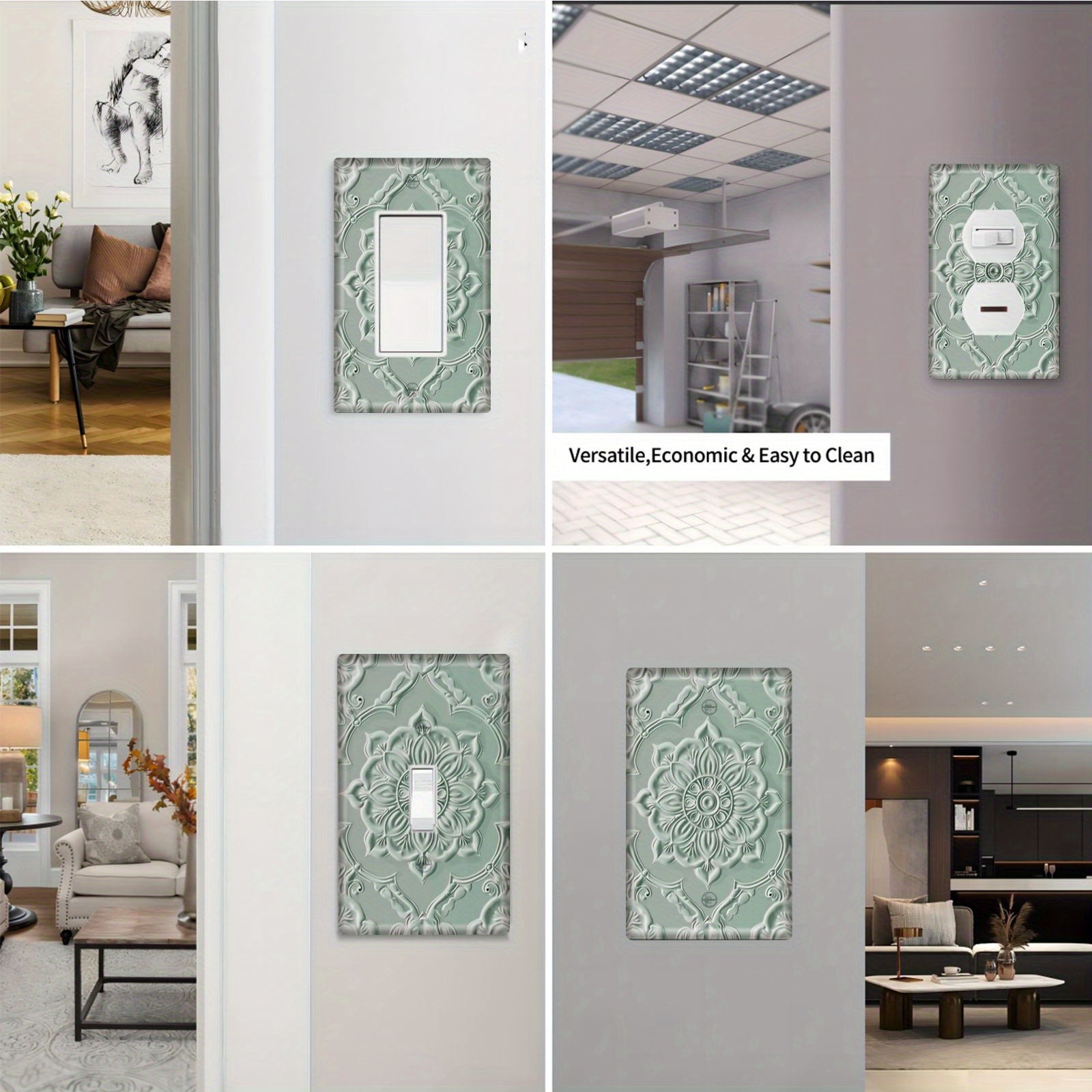 Sage Green Beige Decorative Light Switch Cover Easy to Install No Wiring Needed