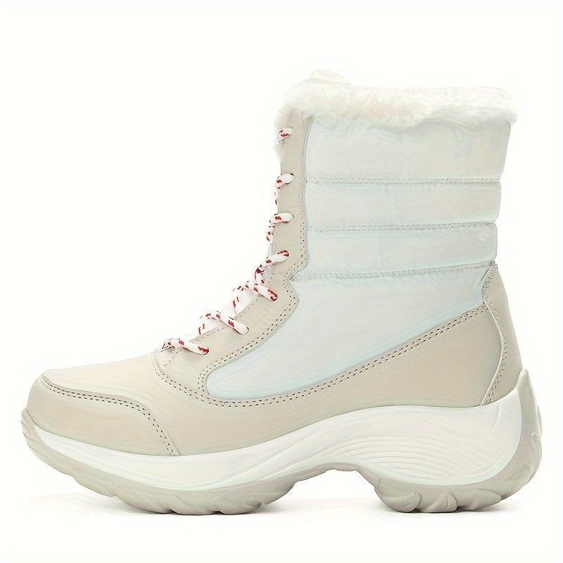 Женские зимние снегоступы с флисовой подкладкой, на шнуровке, круглым носком, плоский каблук