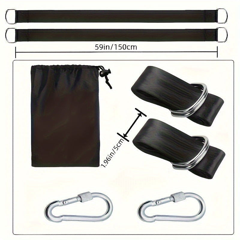 Heavy Duty Nylon Tree Swing Sling Set with Safety Locking Buckle and Carrying Pouch