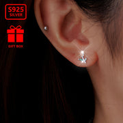 Удивительная пара серьг-гвоздиков в виде розы для женщин, изготовленных из 925-й стерлинговой серебра и украшенных сверкающим кубическим цирконием, идеально подходит для повседневной носки и в качестве подарка.