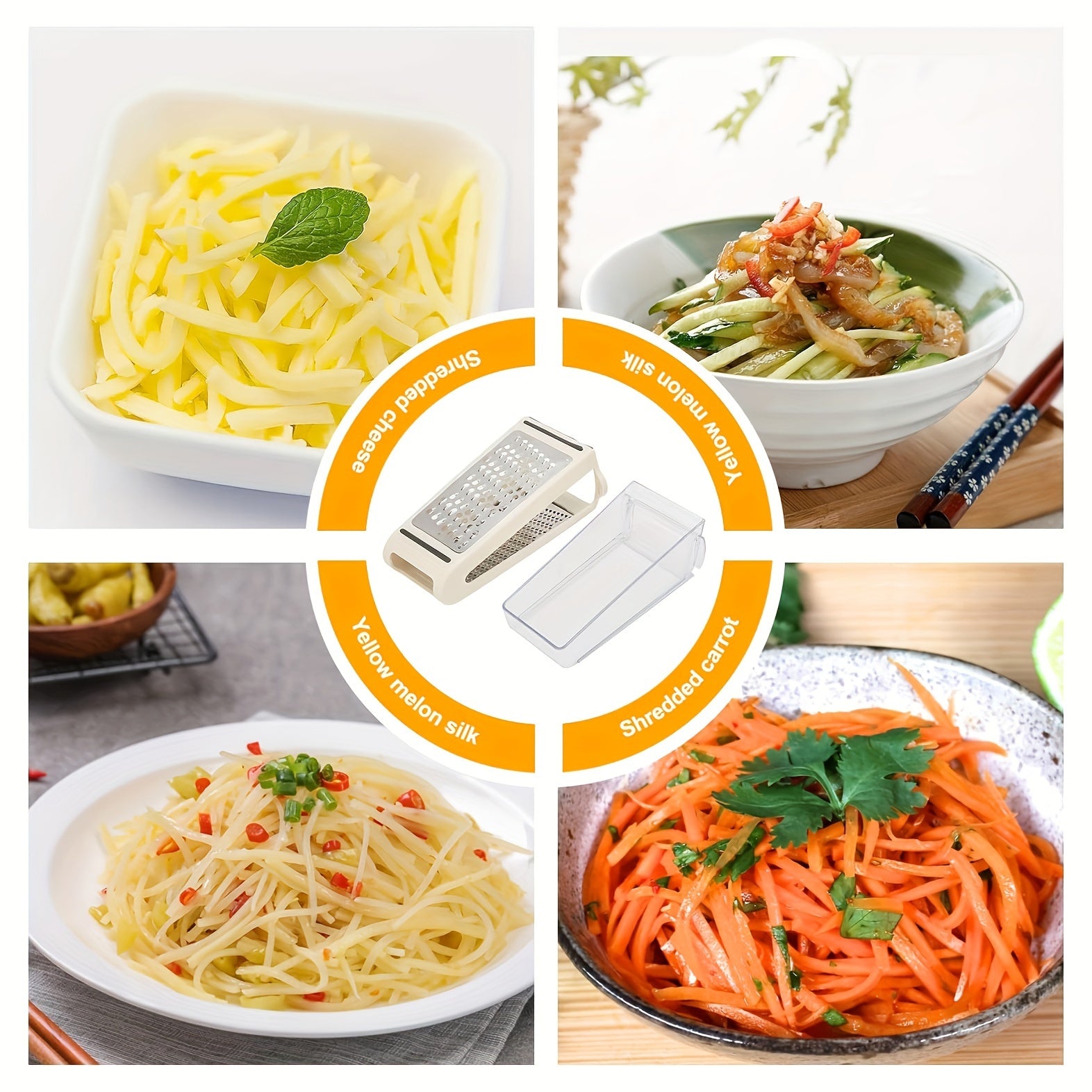 1 шт. терка для сыра из нержавеющей стали с контейнером для эффективной подготовки пищи из овощей. Водонепроницаемая и экономящая пространство для использования в домашних условиях и в ресторане.