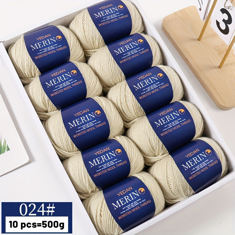 10 piezas de hilo de lana 500g multicolor en degradé, anti-pilling, suave para tejer accesorios de moda