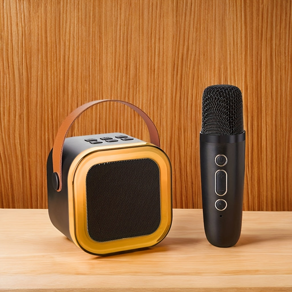 Wireless Karaoke Speaker with Light and Microphone, Rechargeable, Pink/Black