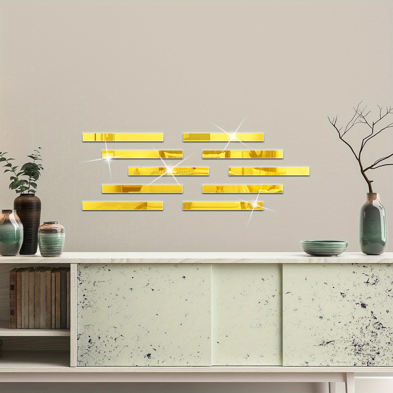 10 Shatterproof Acrylic Mirror Wall Stickers for Living Room Bedroom Bathroom Kitchen Decor