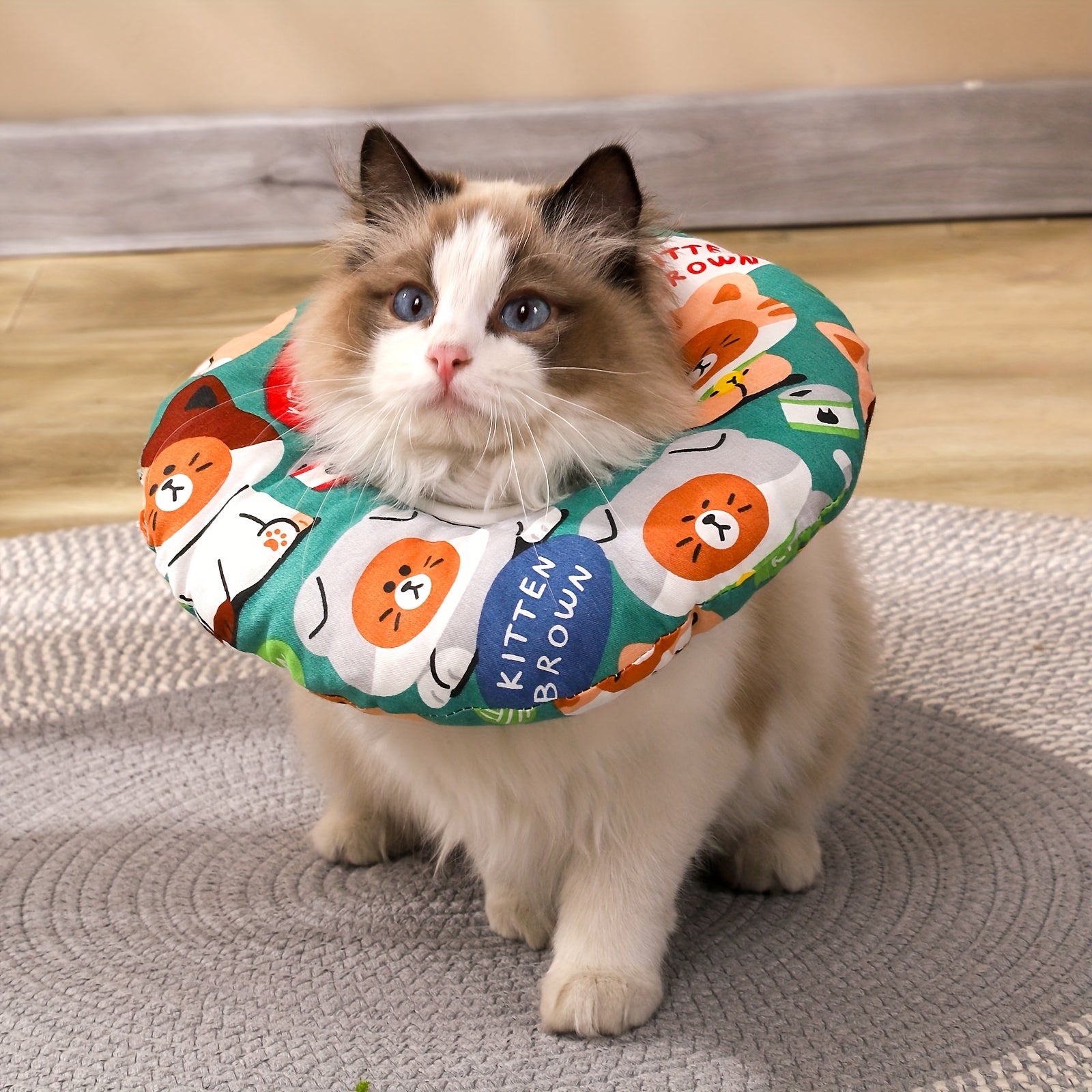 Soft Recovery Collar for Cats and Small Dogs Adjustable Elizabethan Neck Cone with Cartoon Design