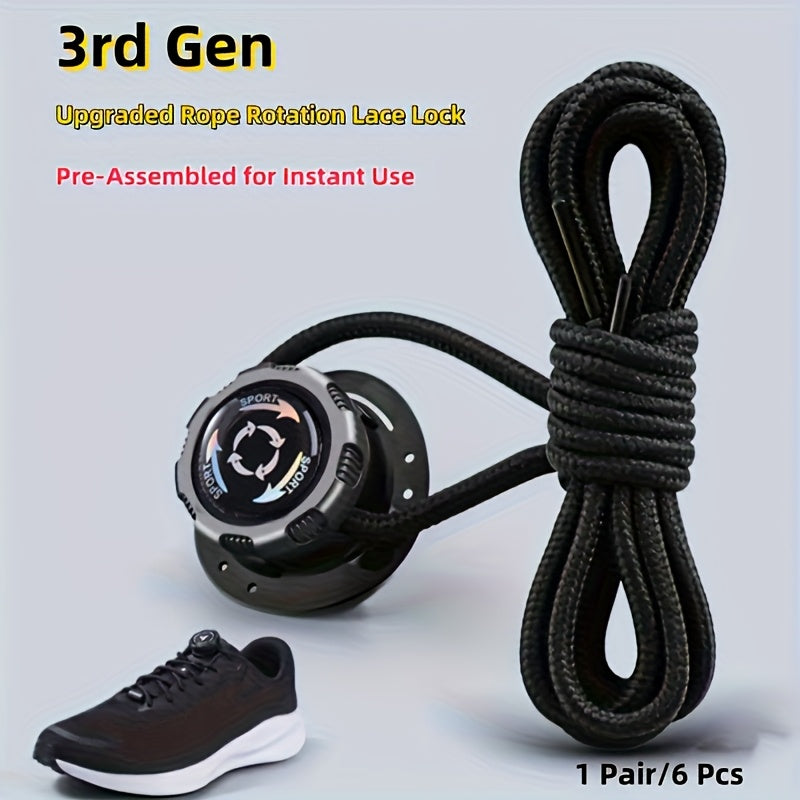 6pcs No-Tie Shoelace Locks Rotary Buckles for Sports Outdoor Shoes