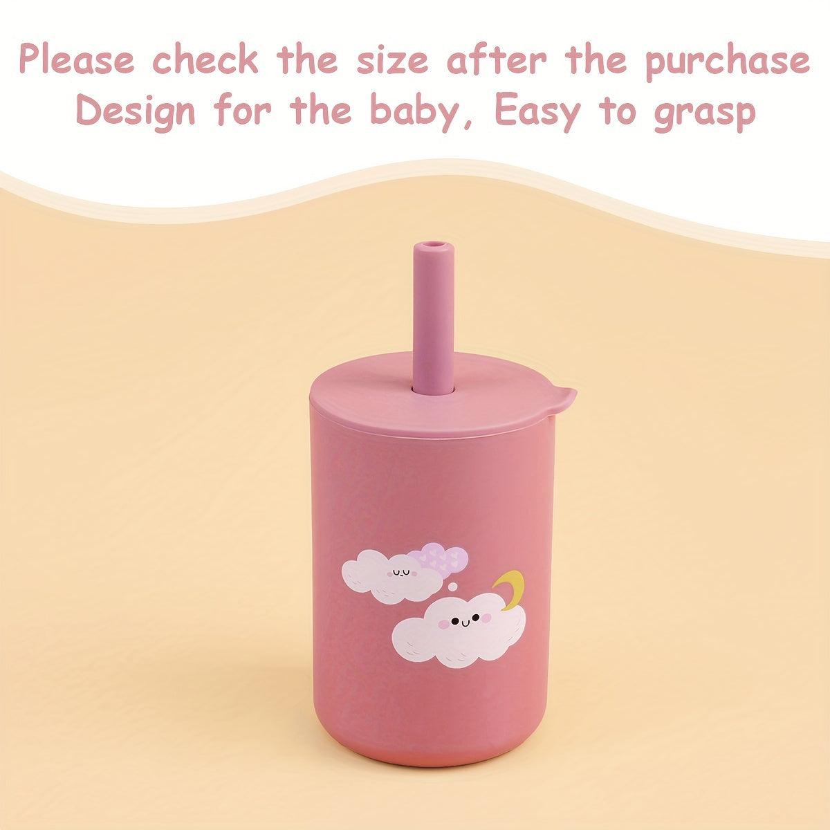 Silicone Baby Training Cups with Straw Lid Handle BPA-Free Reusable for 0-3 Years