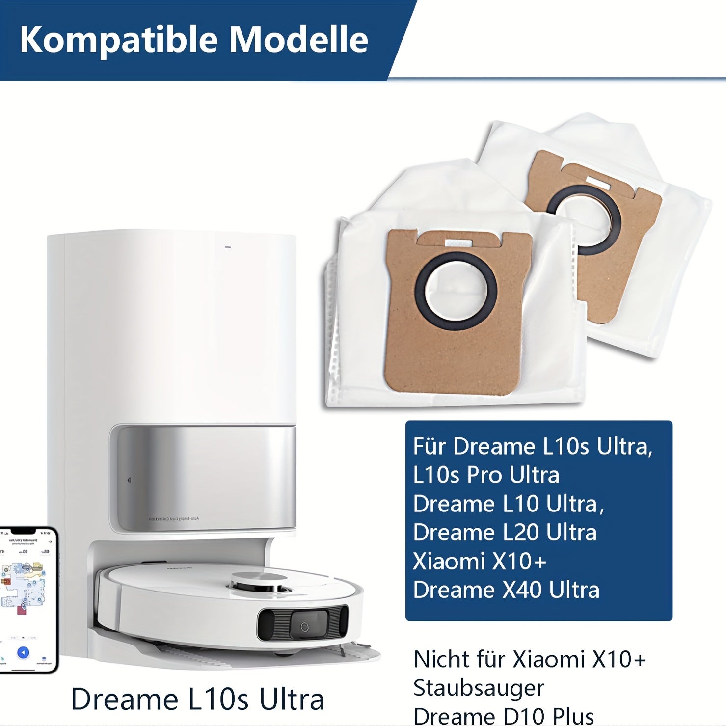 Set of 12 Replacement Dust Bags for Robot Vacuums Large 101oz Capacity Self-Emptying