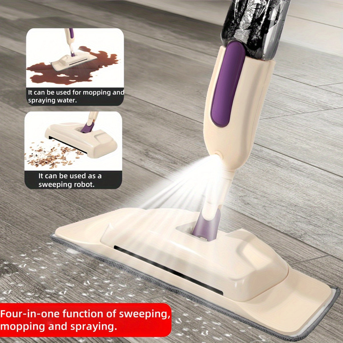 4-in-1 Handheld Spray Mop for Wet and Dry Floor Cleaning in Bedroom Bathroom Living Room