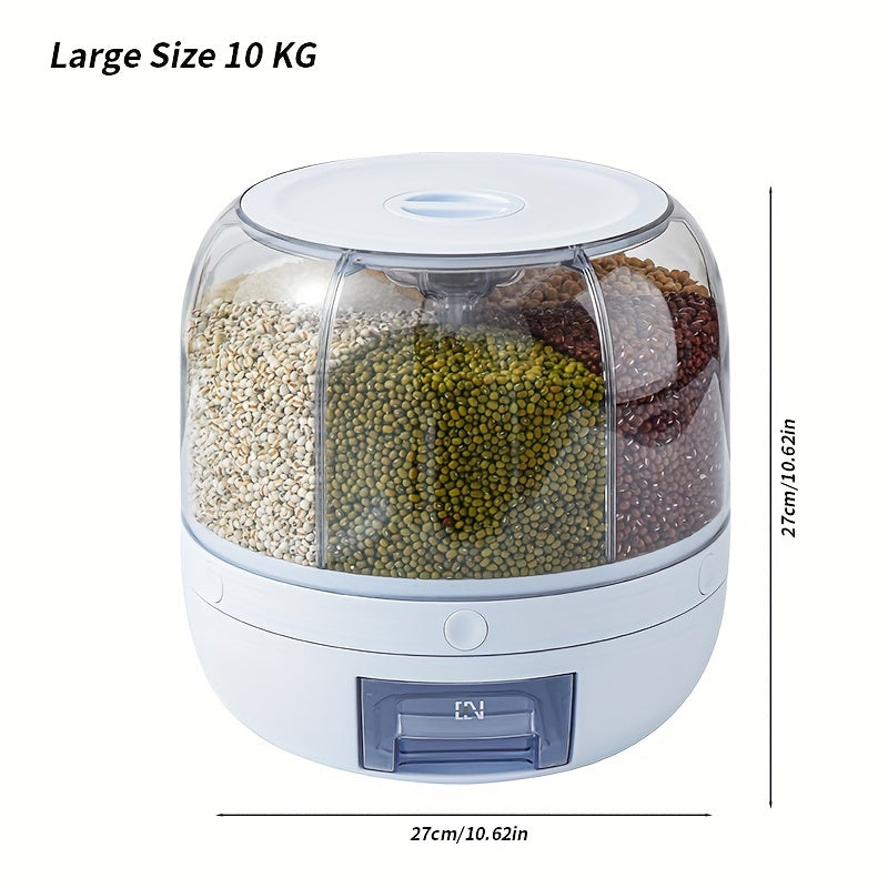 Large Capacity Rotating Rice Dispenser Airtight Grain Storage Container 5kg 10kg