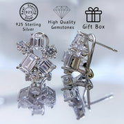Sterling Silver Stud Earrings with Synthetic Gemstones Cluster Design for Women