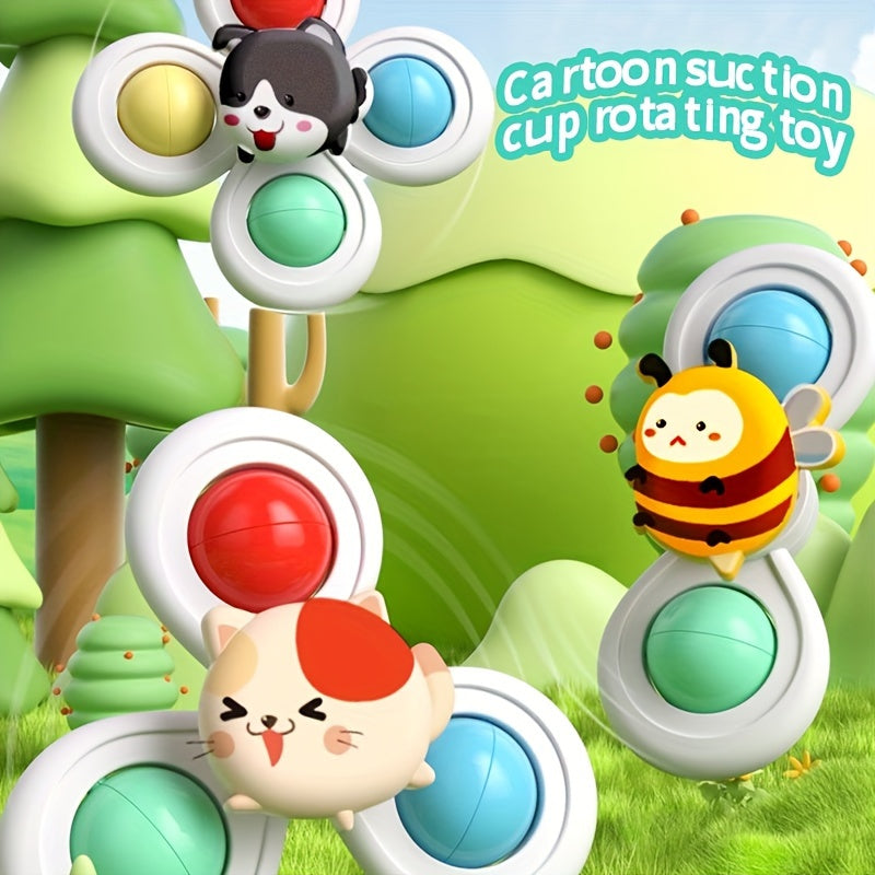 Juego de 3 juguetes educativos de trompos giratorios para niños pequeños para el aprendizaje temprano, plástico, multicolor