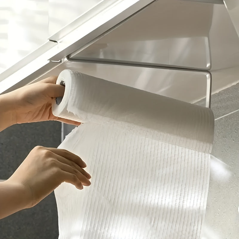 Easy-Install Iron Kitchen Paper Towel Holder with Cling Film and Dishcloth Storage