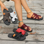 Women's Mesh Slip-On Slippers Open-Toe Flat Shoes for Summer