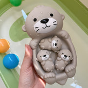 Kids Bath Toy Set with Floating Otter and Water Play Animals Gray