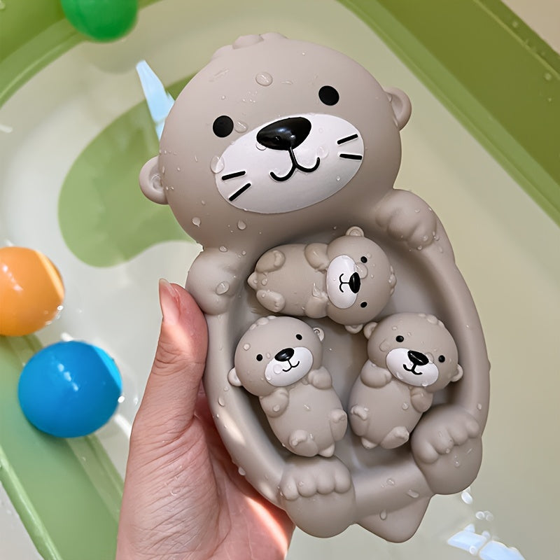 Kids Bath Toy Set with Floating Otter and Water Play Animals Gray