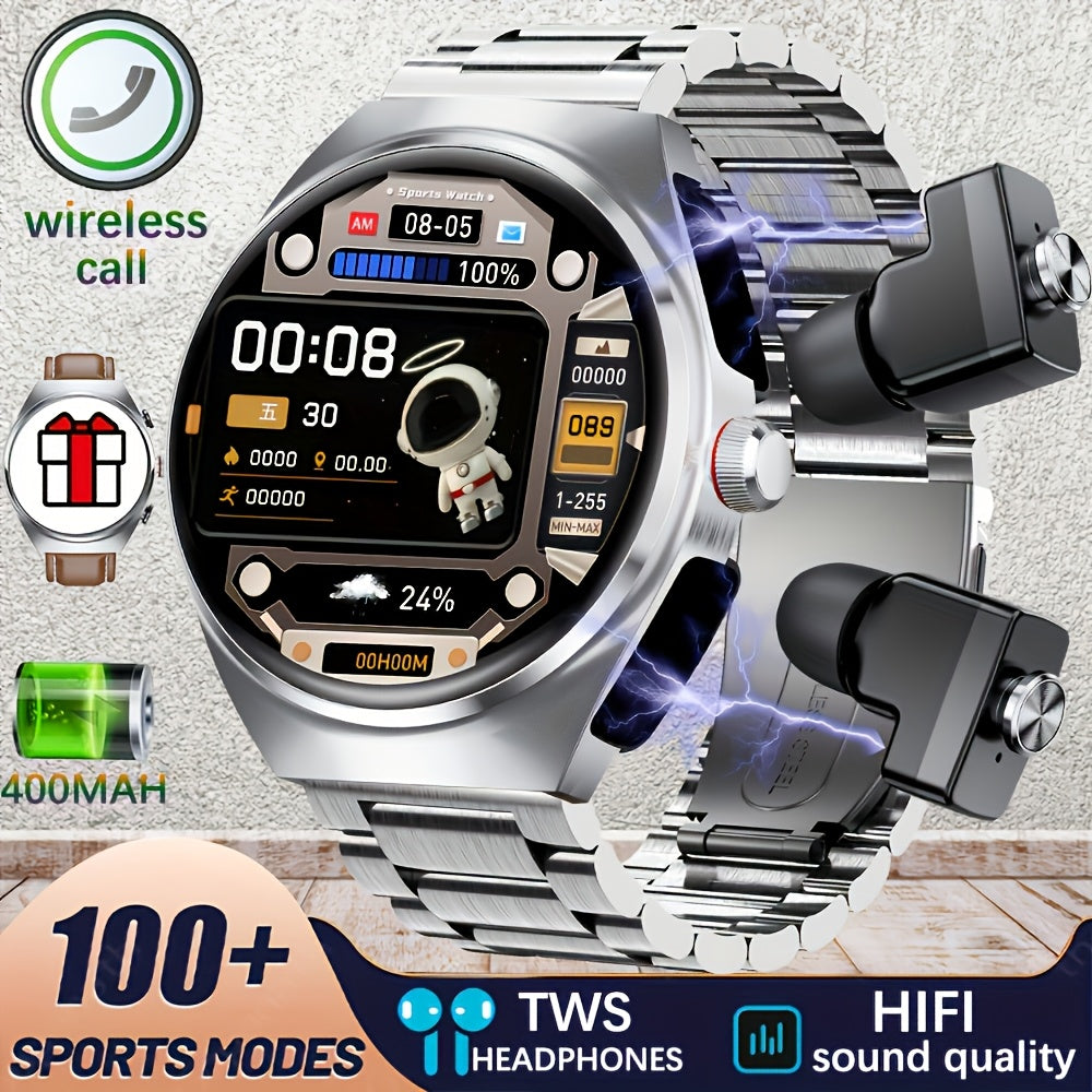 2-in-1 Smartwatch with 1.53 IPS Screen for Calls Fitness Sleep Tracking Pedometer Men Women