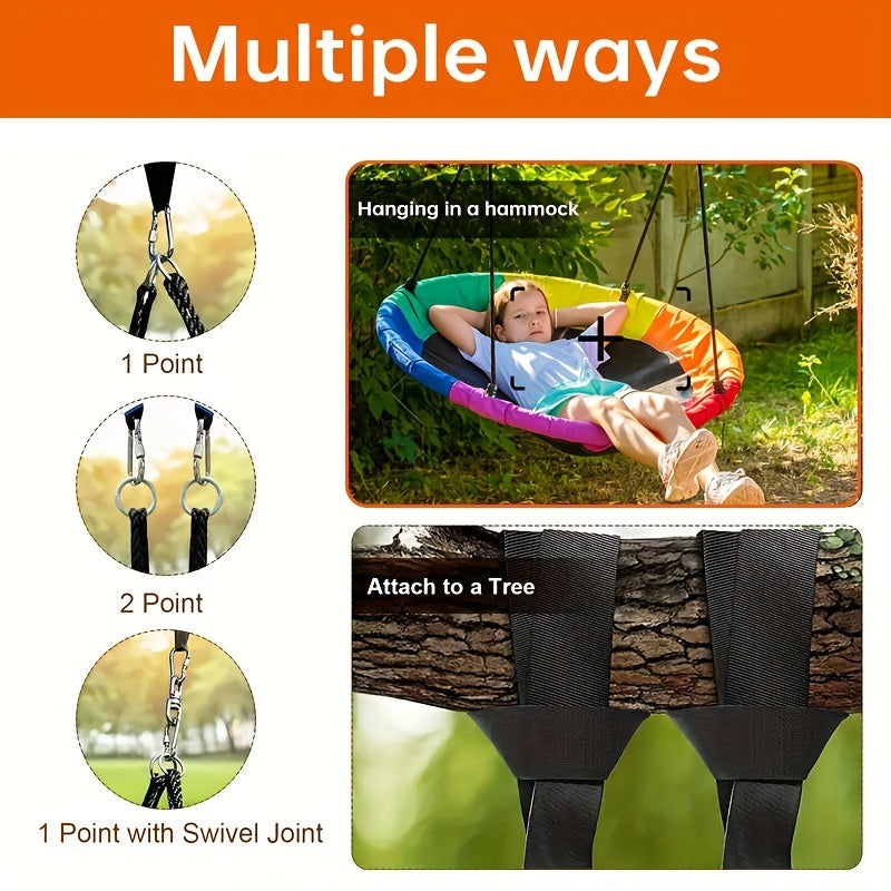 2pcs Tree Swing Straps Hanging Kit Nylon Outdoor Hammock Tire Saucer Green Black