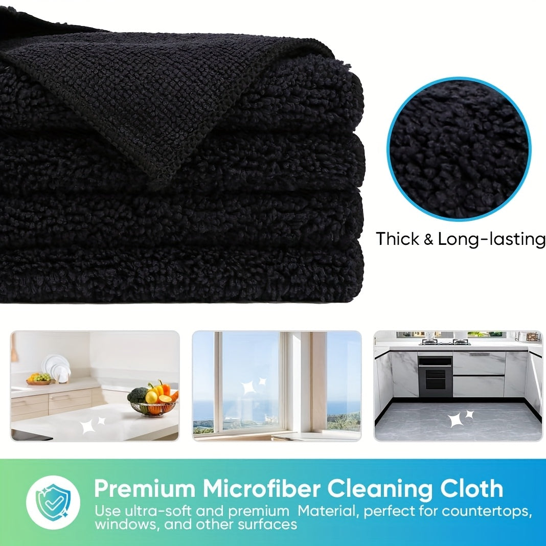 Set of 5/10/20/50 Black Flat Cleaning Cloths Soft Quick-Drying Absorbent