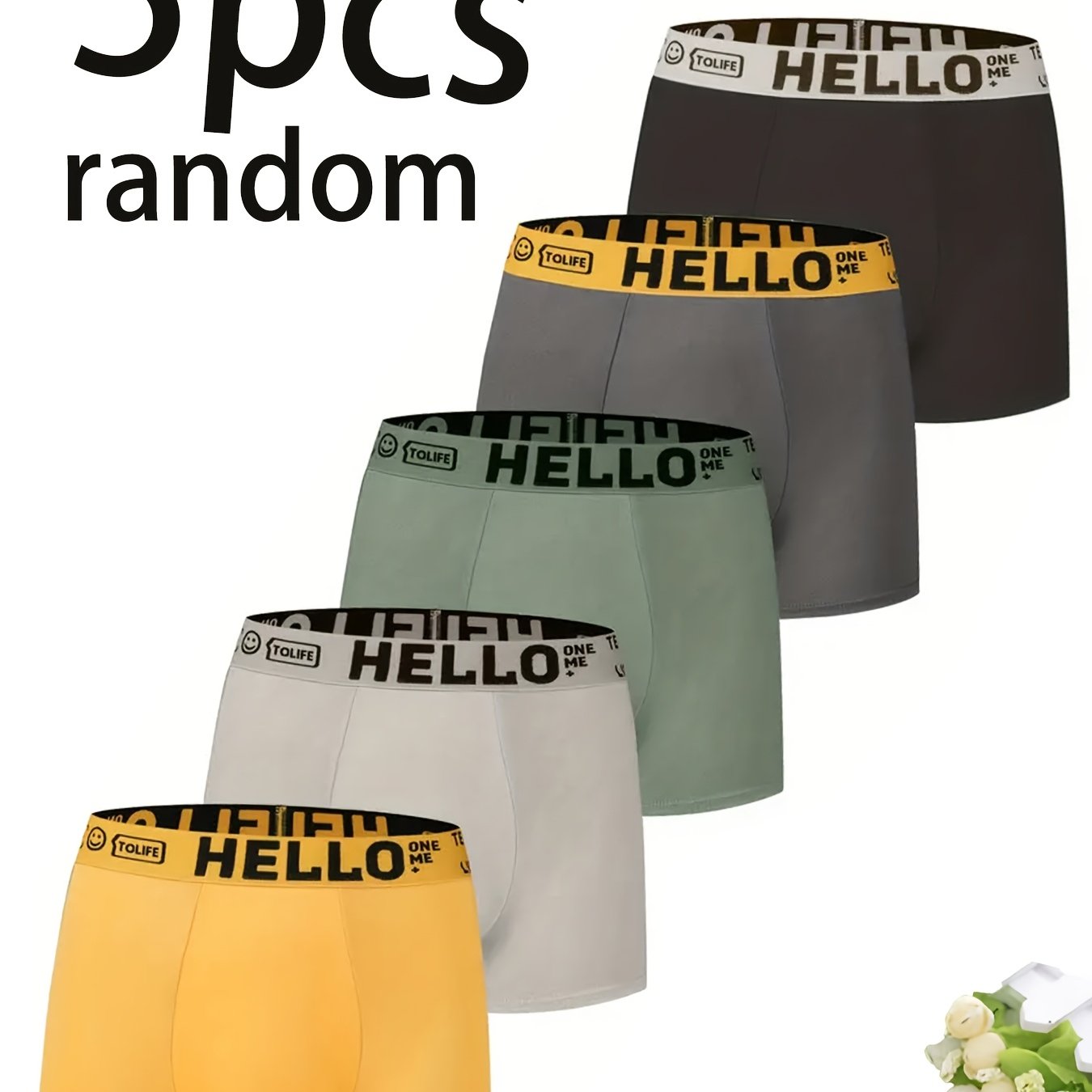 Men's Breathable Quick Dry Underwear Set 5pcs Shortie Elastic Fabric Beach Pool