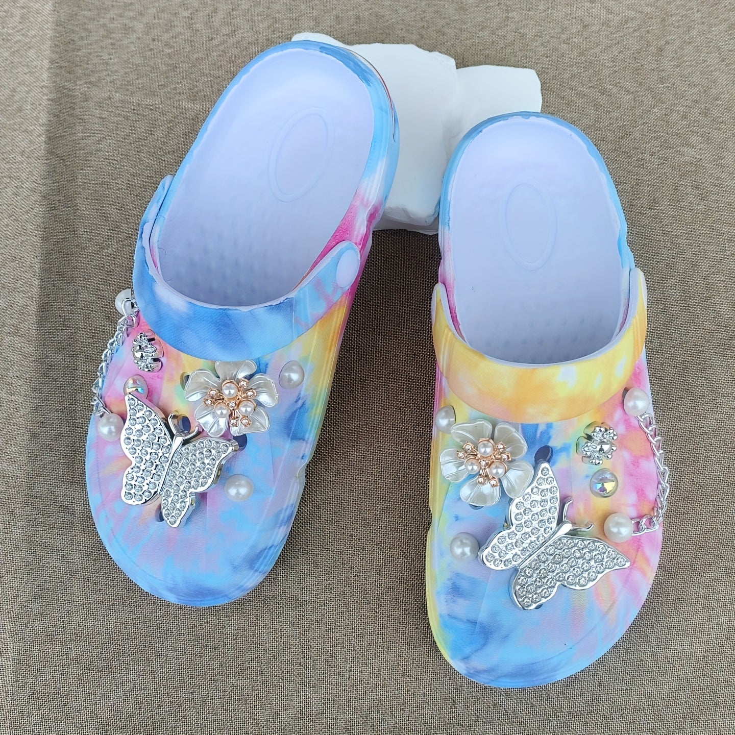 Women's Lightweight Slip-On Mules with Floral Embellishments Non-Slip EVA Platform Summer Shoes