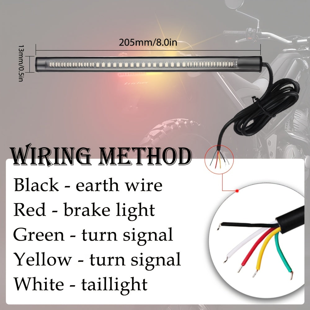 Motorcycle LED Brake Light Strip Tail Stop Turn Signal Flexible Red Yellow 12V