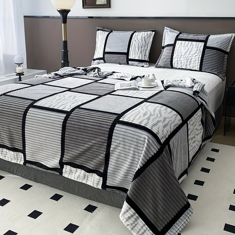 Manta de terciopelo impresa geométrica para cama, sofá, camping, aire acondicionado, todas las estaciones