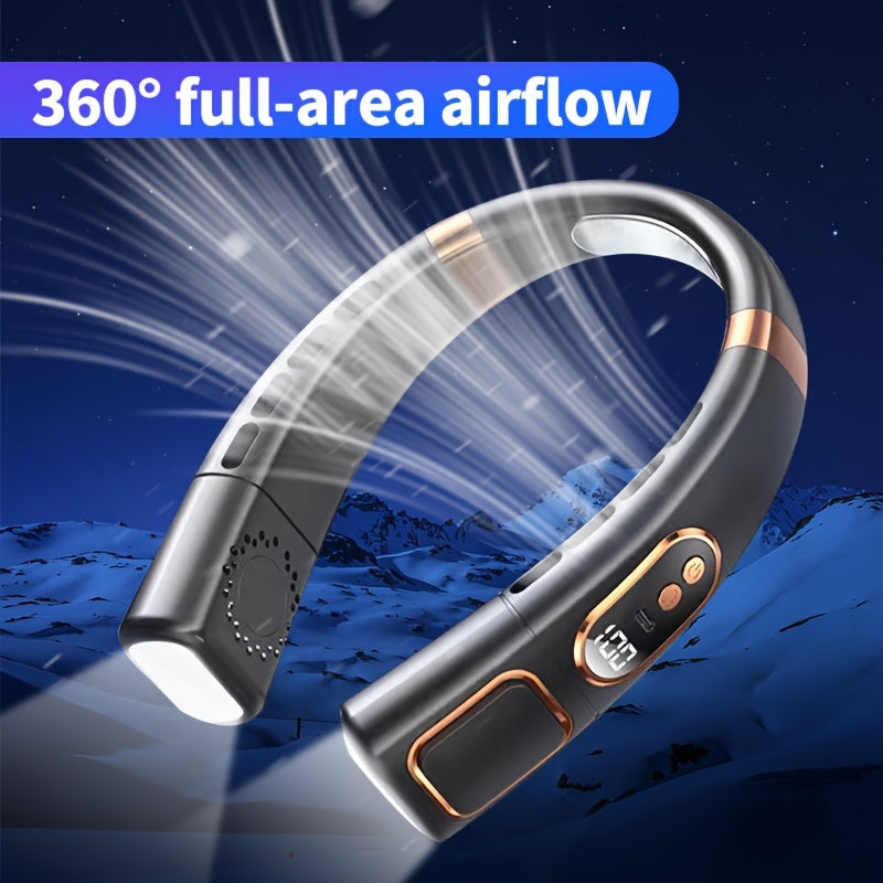 Portable Neck Fan with 5 Speeds, 360° Cooling, Rechargeable Battery