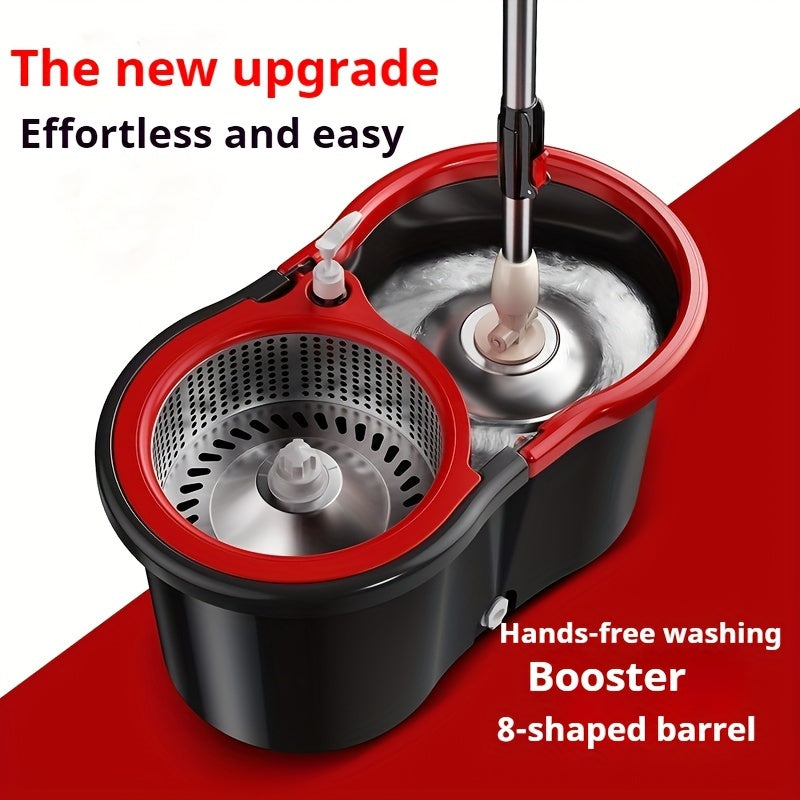 Microfiber Mop Heads for 360° Rotating Mop and Bucket Set, Durable Stainless Steel Handle, Wet and Dry Floor Cleaning Kit