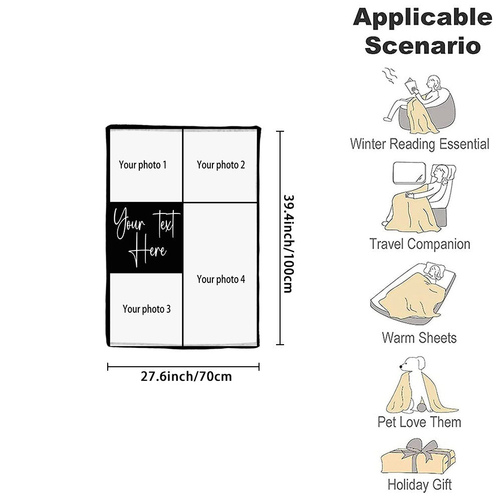 Manta de franela personalizada con foto y mensaje para familia y regalos