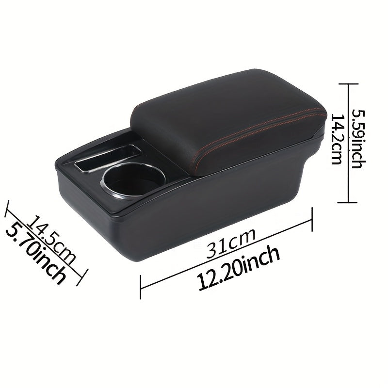Car Armrest Box Black ABS Double-Layer Storage Cup Holder for Cars