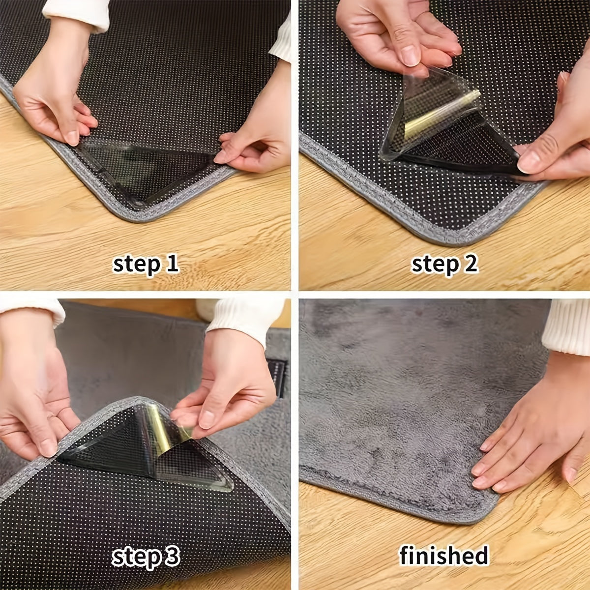 Silicone Triangle Carpet Anti-Slip Pads Set of 4 for Bedroom and Living Room