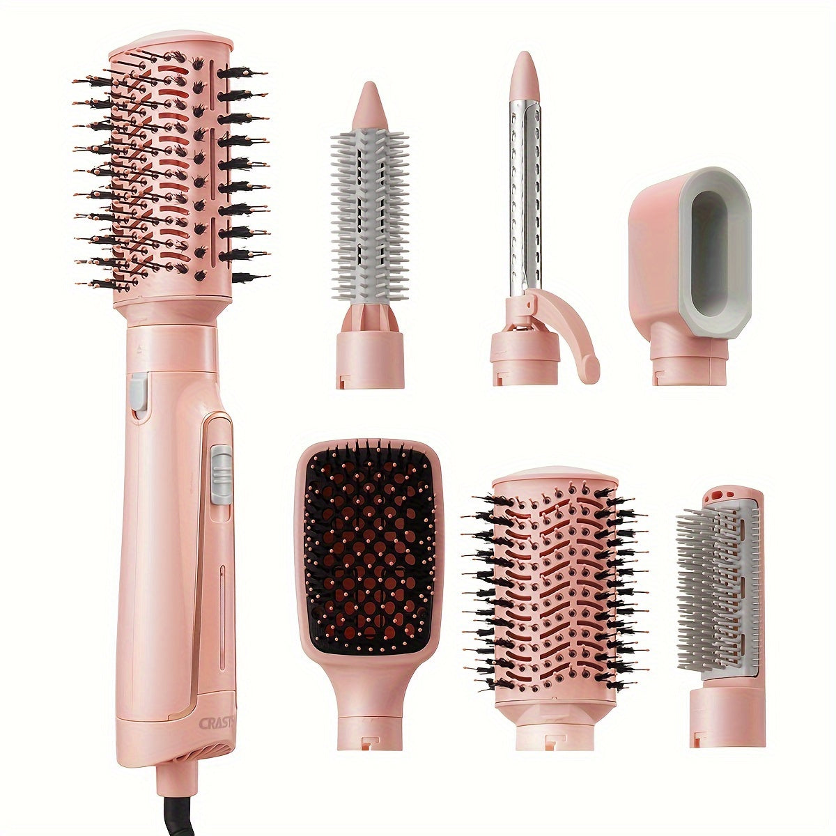 6-in-1 Soch styling to'plami 1200W issiq shamol cho'tkasi tekis temir burilish tayoqchasi tekislashtiruvchi Evropa rozetkasi