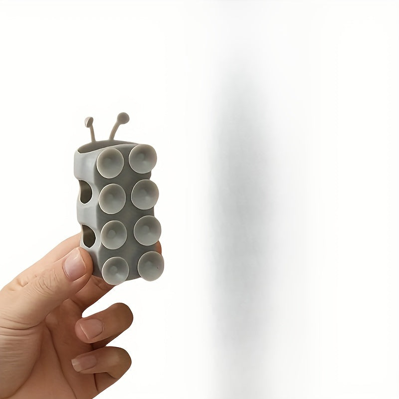 Soporte de cabezal de ducha de silicona, soporte de pared con ventosa, sin taladro, gris, 8.79x4.29 cm