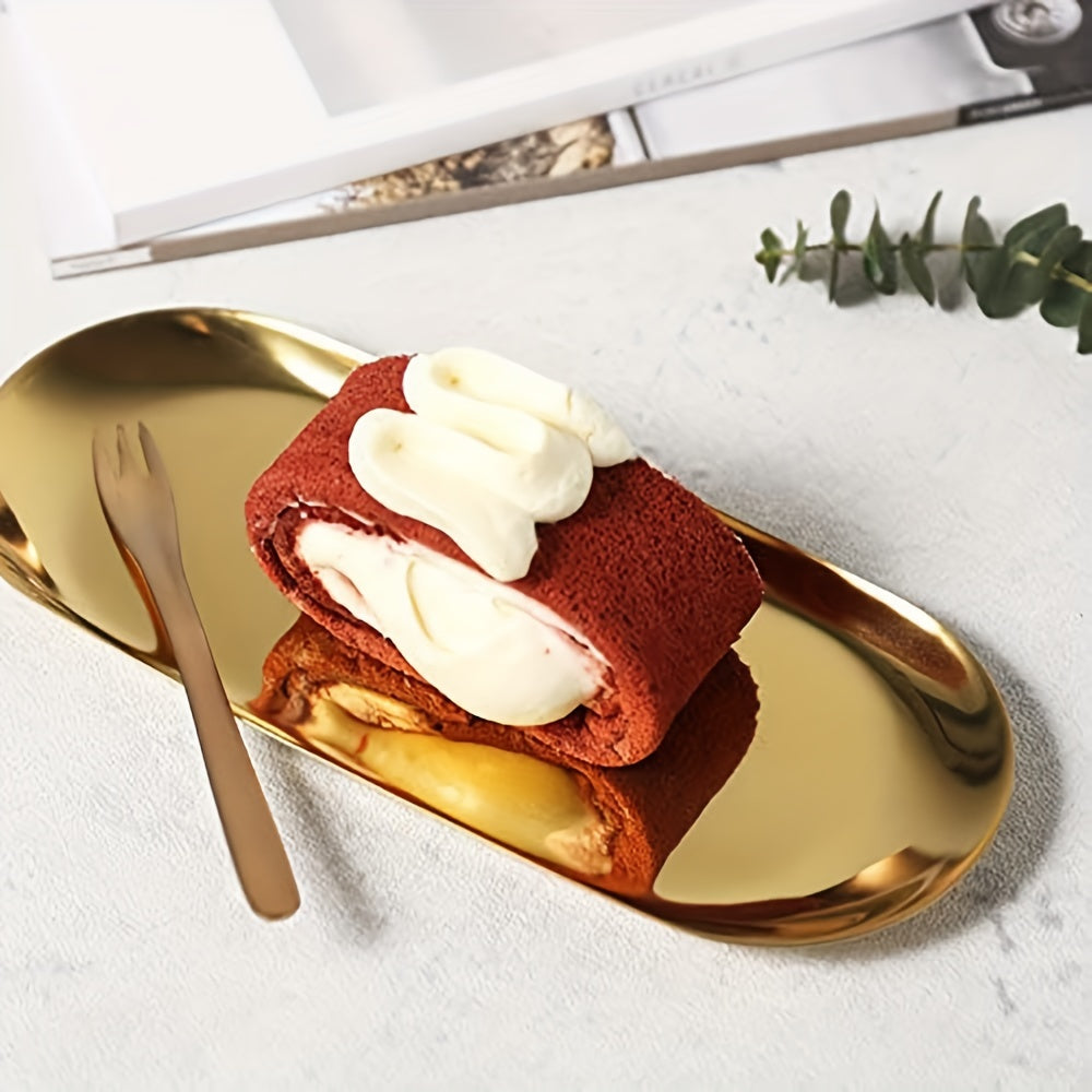 Stainless Steel Oval Serving Tray for Dinner Table