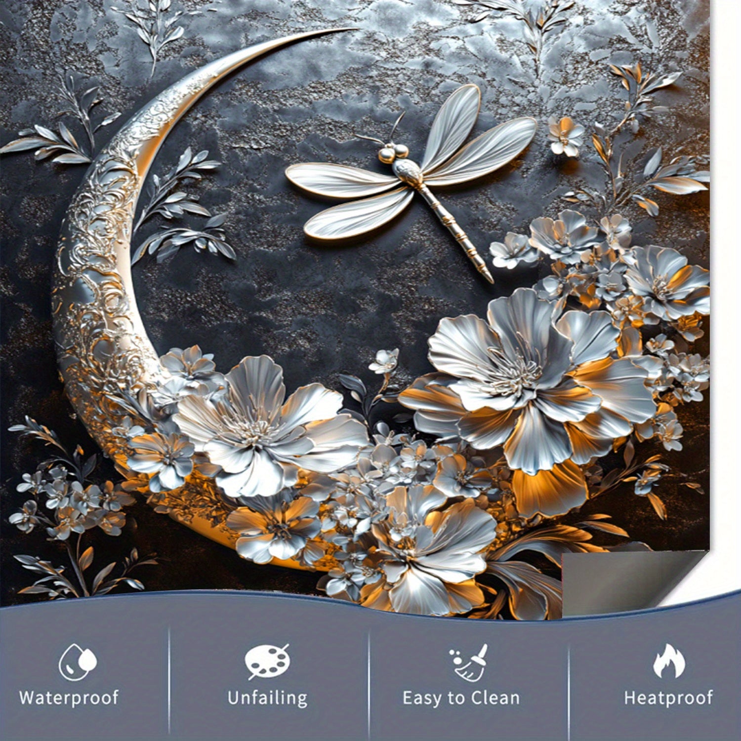 Oltin oy drujba gulchambarli idish yuvish mashinasi magnit qopqog'i suv o'tkazmaydigan issiqqa chidamli PVC stiker 58.5x65 sm oshxona dekoratsiyasi