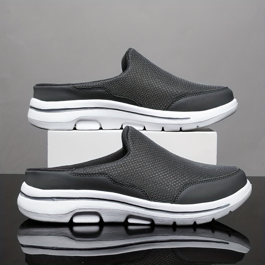 Мужские дышащие нескользящие домашние и уличные тапочки из ткани с резиновой стелькой