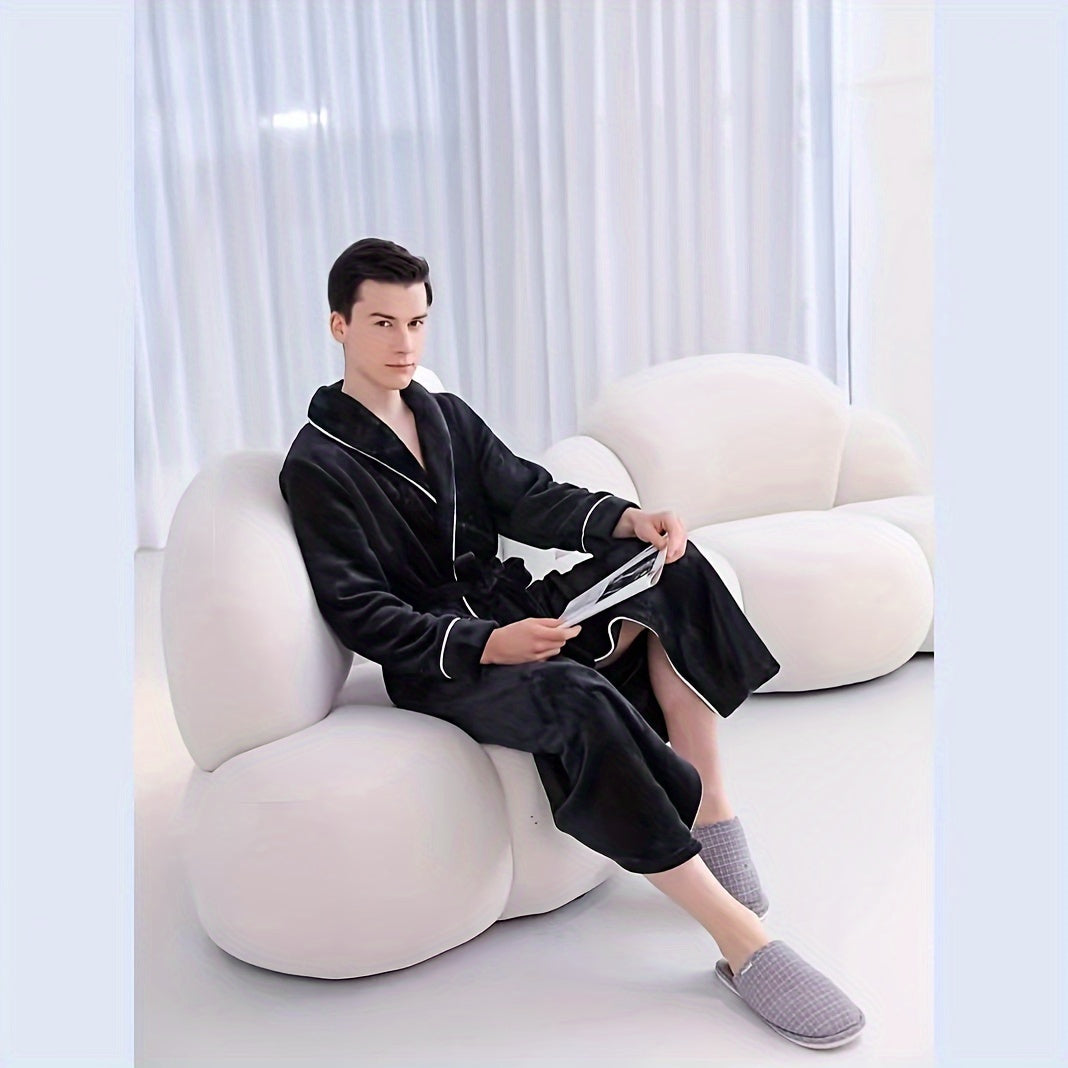 Unisex Plaid Bathrobe Soft Comfortable Modern Knit Fabric 300g Polyester Towel Theme