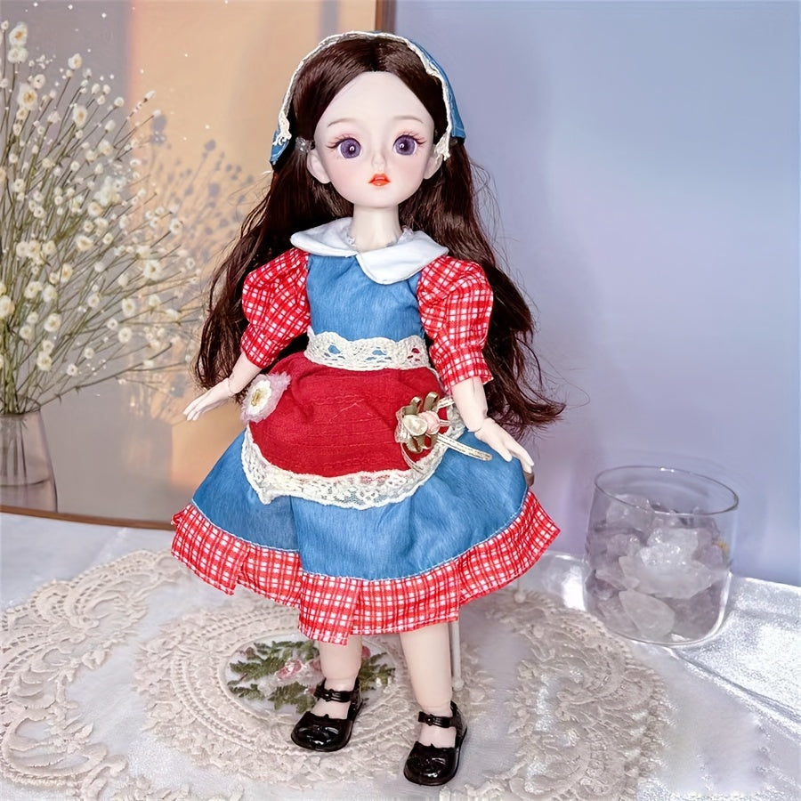 30cm/11.8 Inch BJD Doll with Colorful Eyes and Cute Makeup for DIY and Gifting