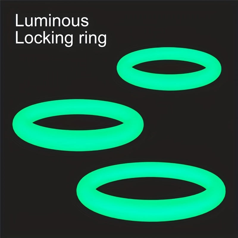 Men Silicone Luminous Penis Rings Set 3 Pcs Delayed Ejaculation Foreskin Obstruction