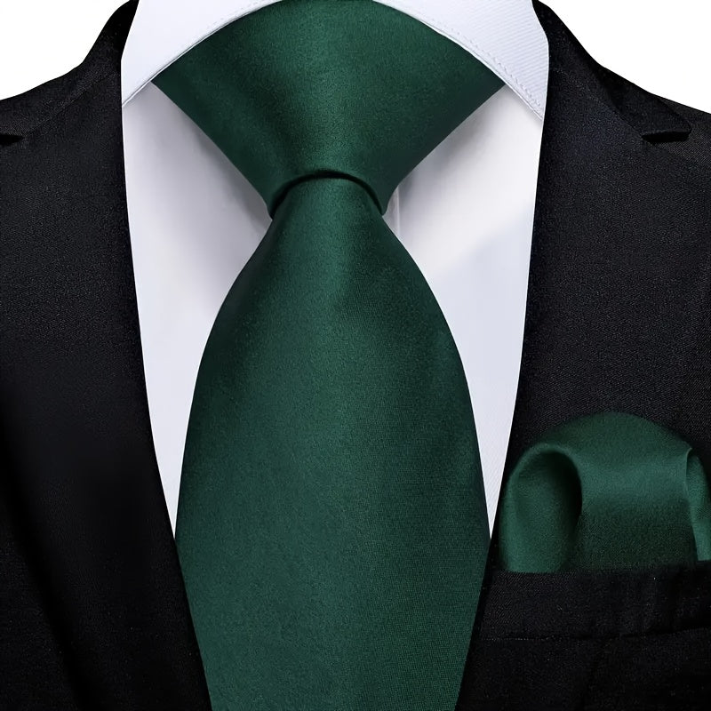 Erkaklar uchun bir rangli galstuk va cho'ntak sharf to'plami, biznes rasmiy tadbirlar uchun