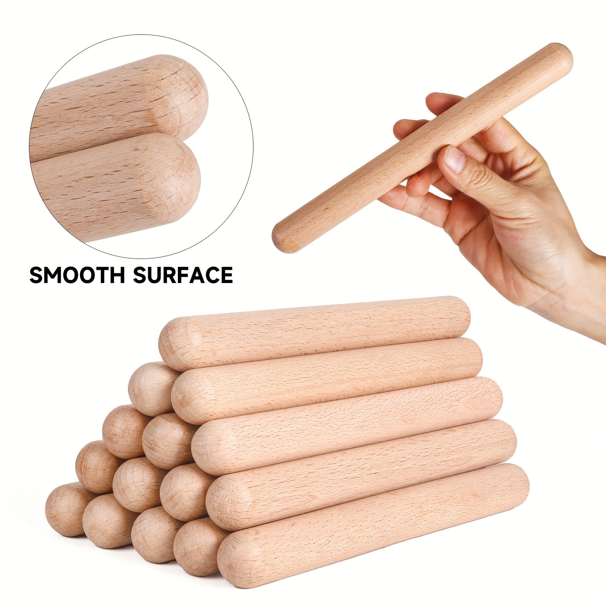 Wooden Claves Percussion Instruments Set 1/2/4/8 Pairs Natural Hardwood 20.32 cm