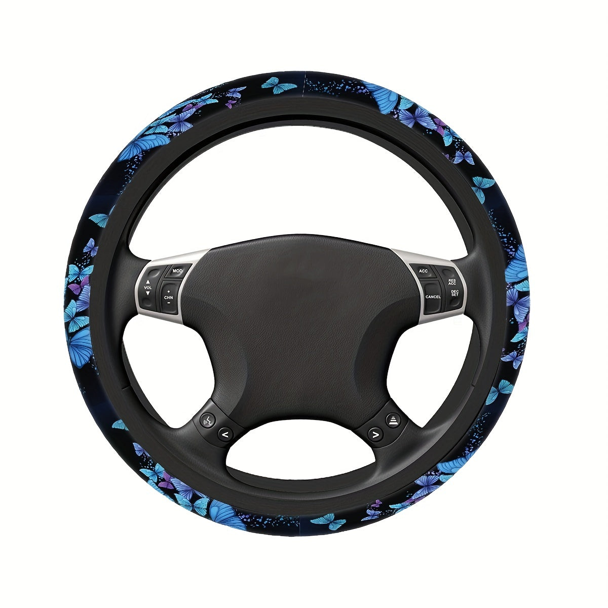 Черная бабочка с принтом, покрытие на руль из полиэстера для автомобилей