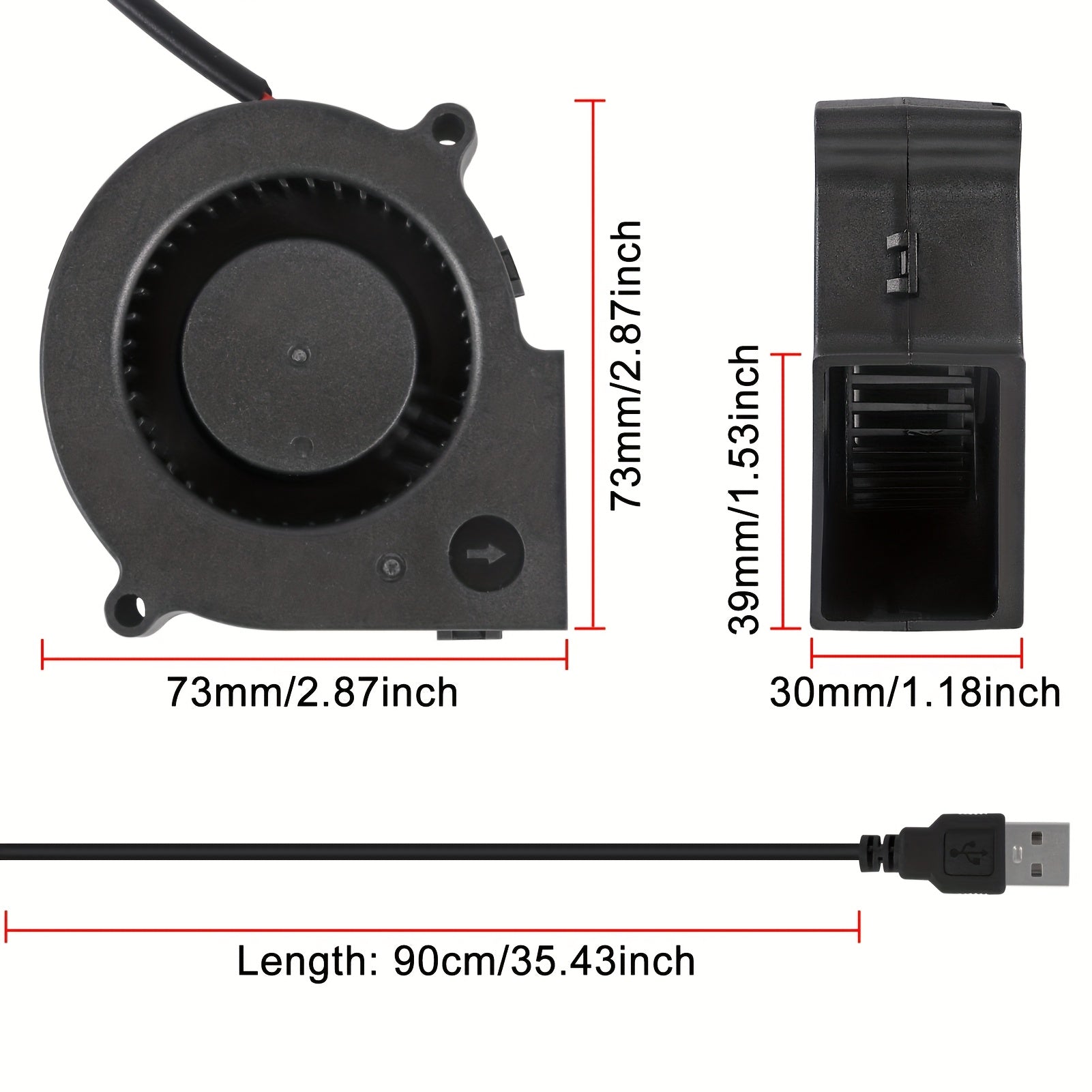 Ventilador compacto de enfriamiento USB 5V con motor sin escobillas y soporte de montaje