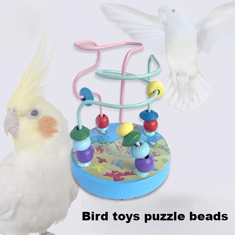 Wooden Parrot Puzzle Toy for Birds Enrichment Mental Stimulation Entertainment