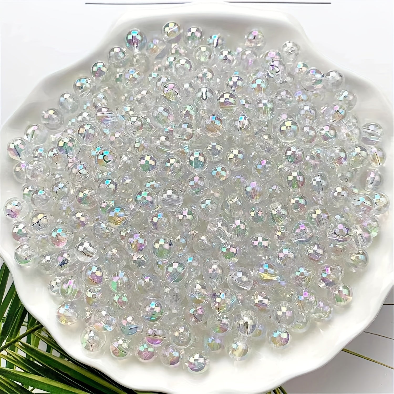 500 Pieces 8mm Iridescent Acrylic Beads AB Pearlescent for Jewelry Making and Crafts