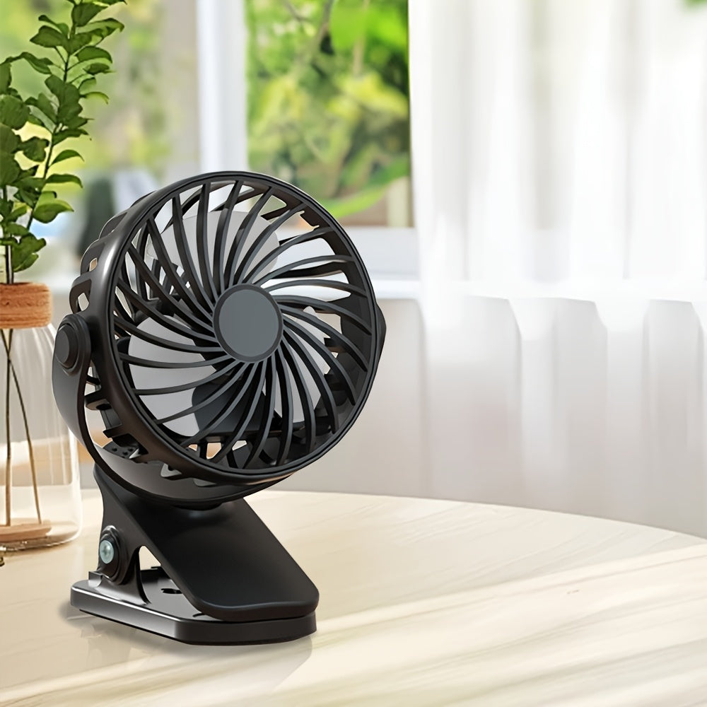 Portable USB Desk Fan Rechargeable High-Speed Airflow Modern Plastic Compact