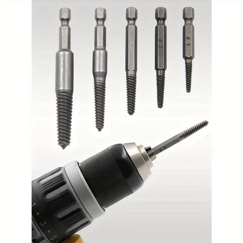 5Pcs Heavy-Duty Screw Extractor Set for Broken and Stripped Screws