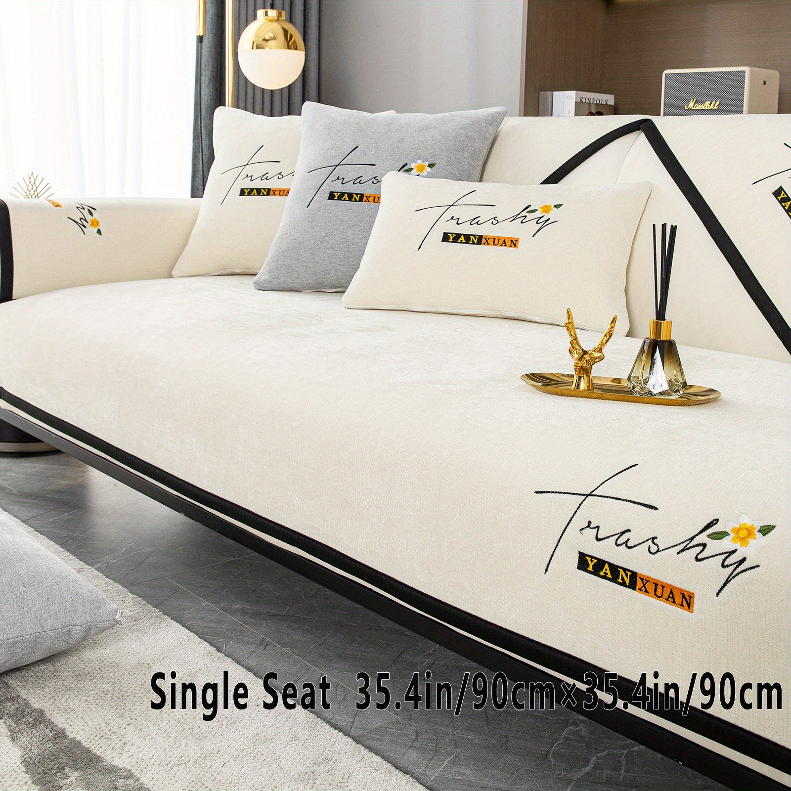 Chenille Sofa Slipcover All Seasons Protects Furniture and Enhances Home Decor